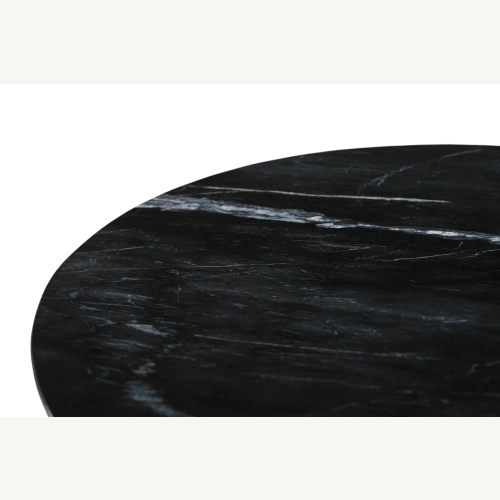 Marmoholz Roma – Stolik Kawowy | Czarny Marmur & Czarny Mango | Ø70 cm